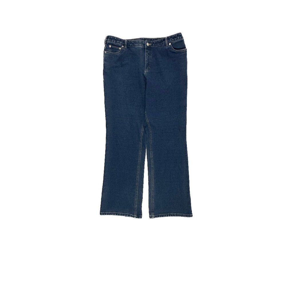 Lands' End‎ Super Soft Bootcut Women's size 16 Dark Wash Blue Denim Jeans